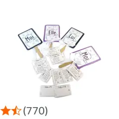 Cartes "Elle et Lui" pour un jeu de couple, avec des fiches pour mieux se connaître et des cartes "Moi", "Elle", "Lui".