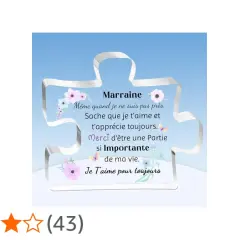 Un puzzle avec un message pour une marraine : "Merci d'être une partie si importante de ma vie. Je t'aime pour toujours.