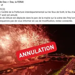 Feu d'artifice annulé suite à un arrêté préfectoral. La scène des Poly'sons accueillera la cérémonie de clôture.