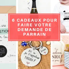 Des cadeaux originaux pour une demande de parrain humoristique. Un body bébé, un porte-clés, une carte à gratter... pour un texte demande parrain humour réussi !