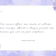 Un petit mot pour ma filleule : ton sourire illumine mes journées, tel un papillon aux ailes violettes sur fond pastel.