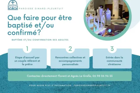 Guide pour le baptême et la confirmation des adultes : étapes, rencontres, et intégration. Que dire au prêtre pour un baptême ? Contactez Florent et Agnès.