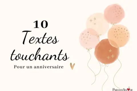 10 textes touchants pour un anniversaire, accompagnés de ballons doux et d'un cœur doré.