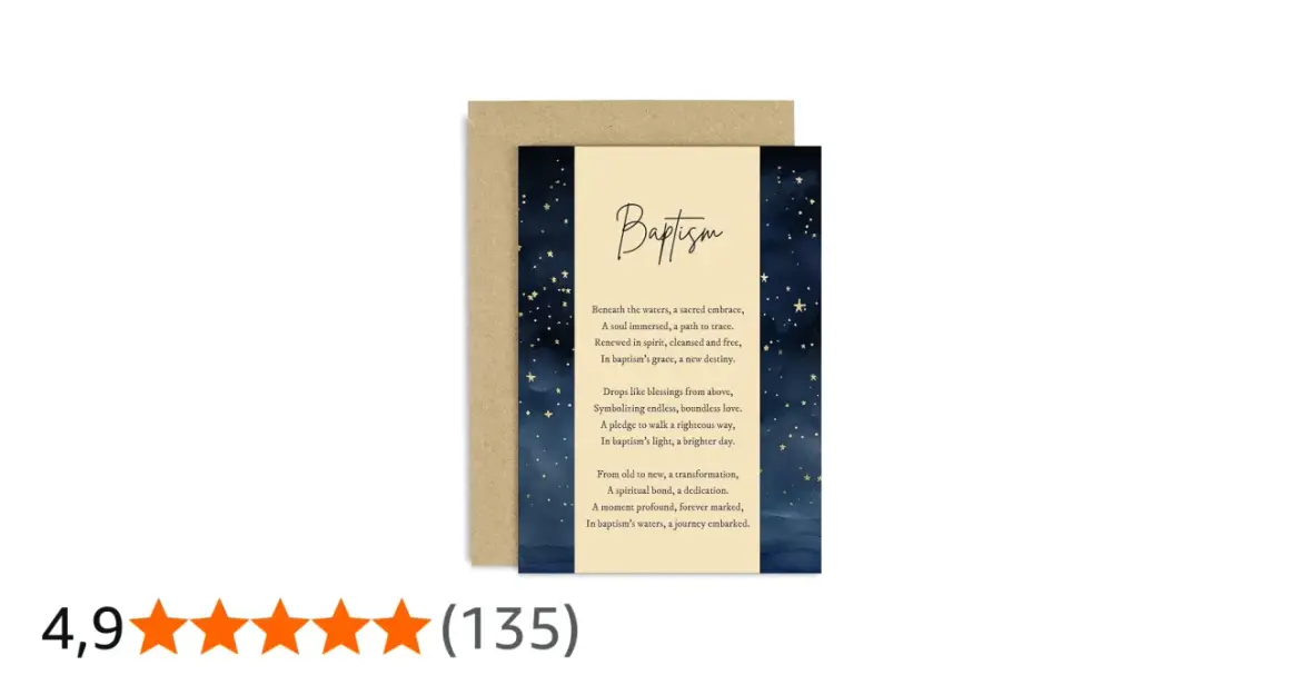 Carte de baptême avec un poème pour fille. Le texte évoque la grâce et l'amour infini.