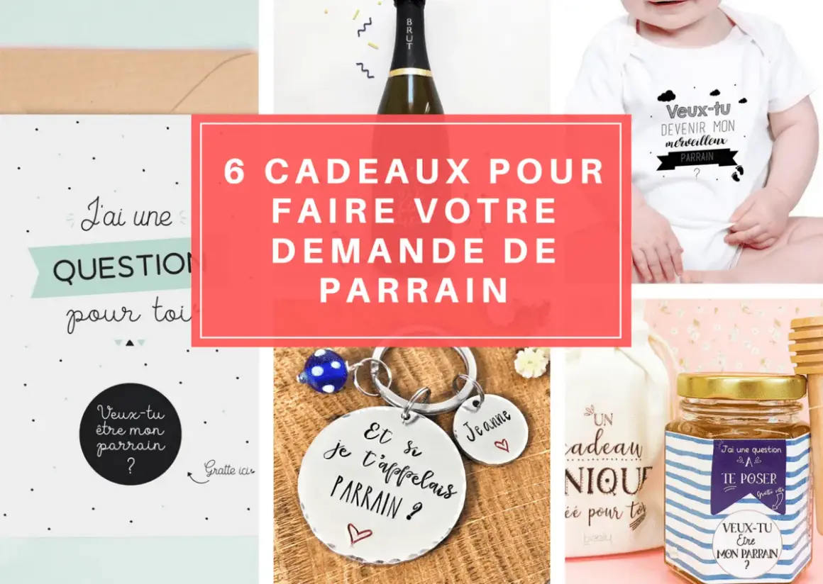 6 idées cadeaux pour une demande de parrain originale : body bébé, porte-clés, pot de miel...