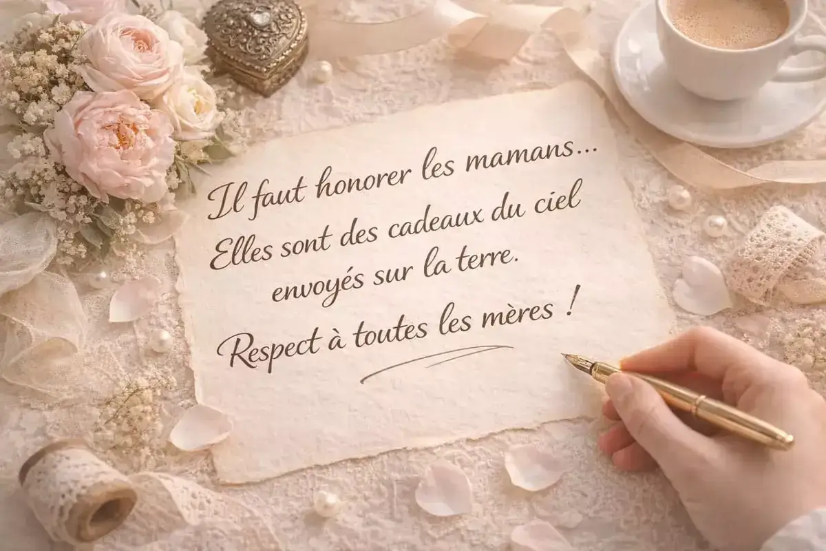 Une main écrit un message tendre pour souhaiter 