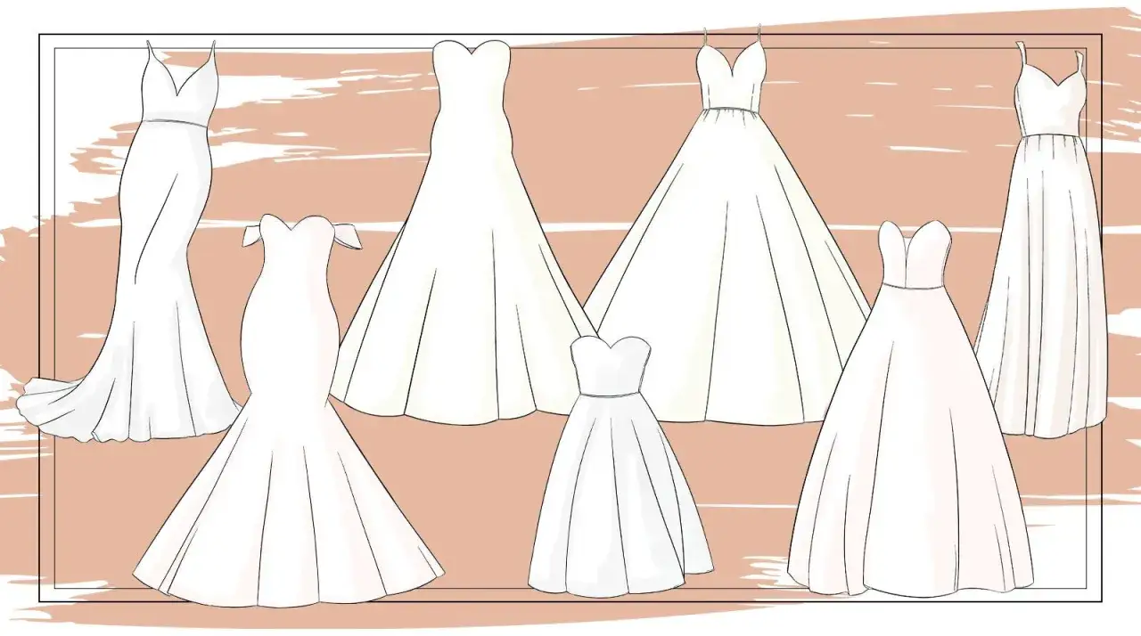 Illustrations de robes de mariée variées, pour vous aider à choisir la robe de mariée parfaite.